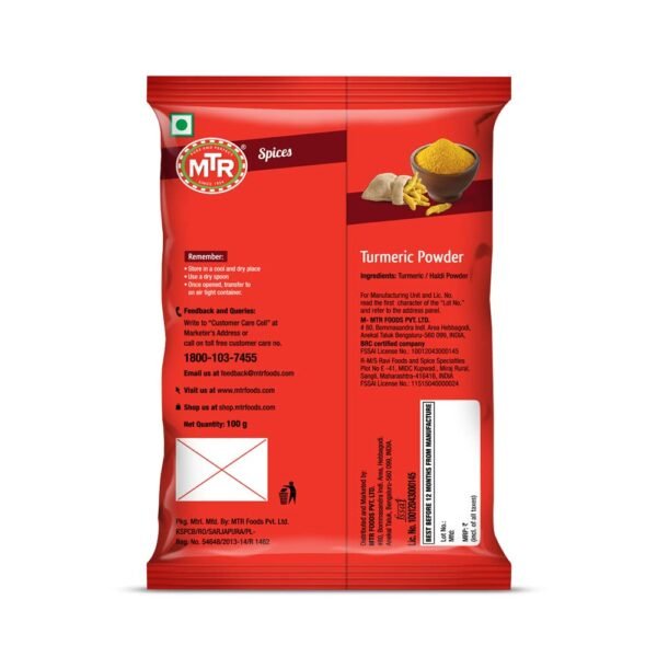 MTR Turmeric Powder | Quality Turmeric Powder | For all your Indian Meals | 100 grams - Image 2