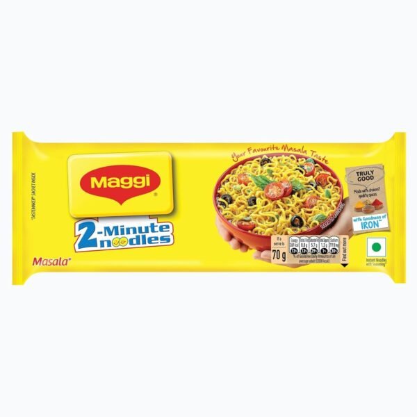 MAGGI 2-minute Instant Noodles, Masala Noodles with Goodness of Iron, Made with Choicest Quality Spices, Favourite Masala Taste, 420 grams Packet